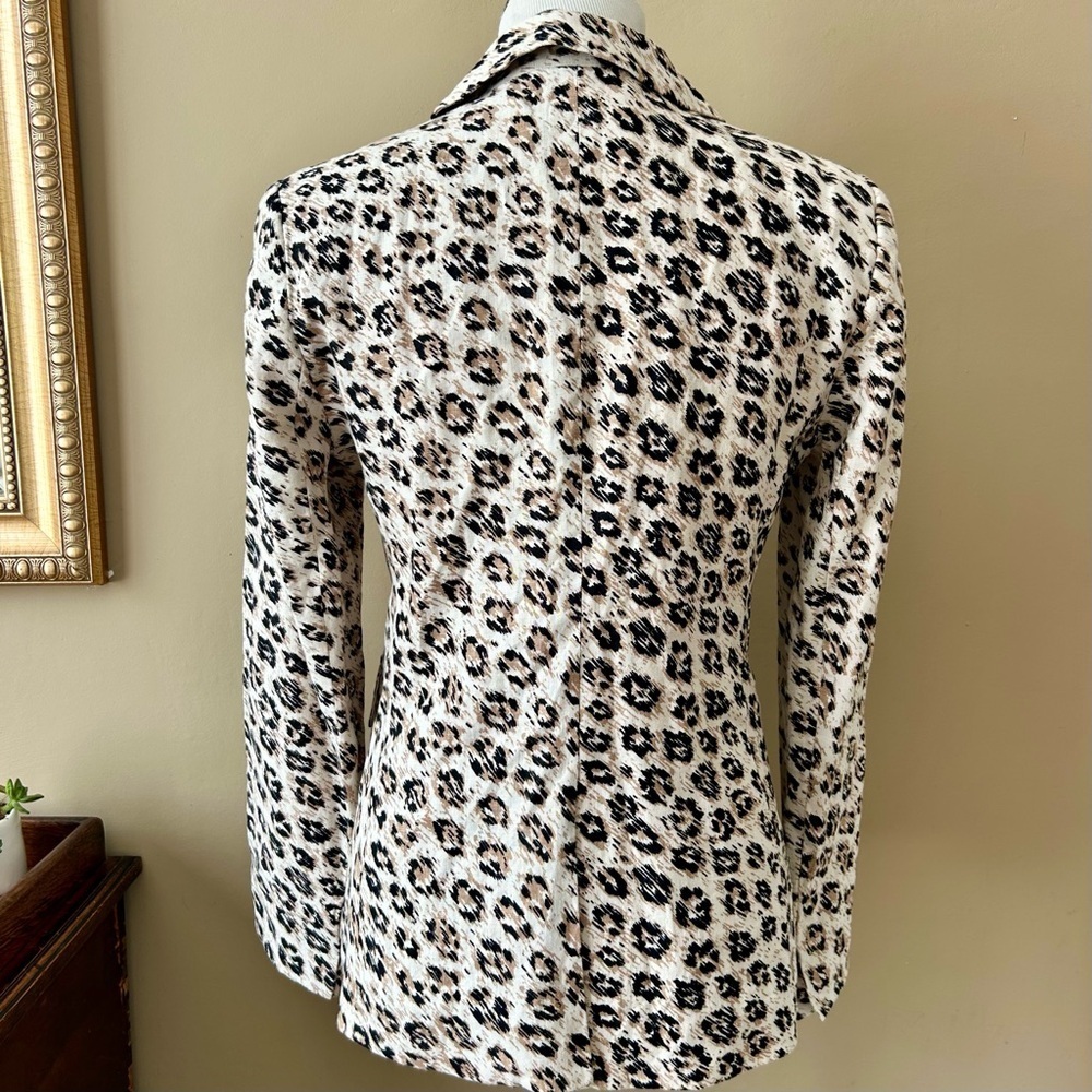 Joie Anilah Leopard Print Blazer One Button Linen… - image 6